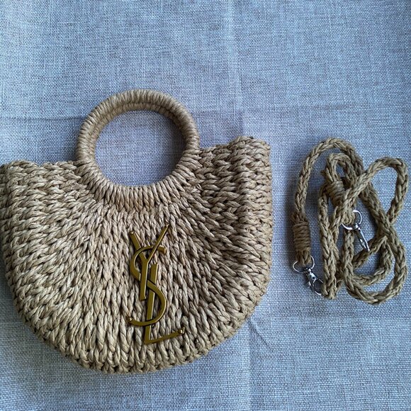 Yves Saint Laurent Straw Handbag With Round Handle Design - Picture 1 of 7